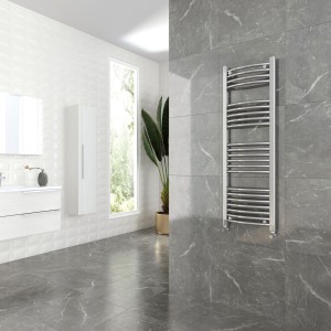 400mm (w)  x 1200mm (h) Curved Chrome Towel Rail