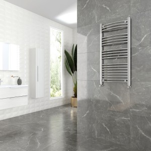 500mm (w)  x 1000mm (h) Curved Chrome Towel Rail