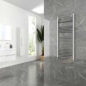 500mm (w) x 1200mm (h) Curved Chrome Towel Rail