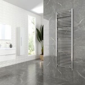 500mm (w)  x 1600mm (h) Curved Chrome Towel Rail
