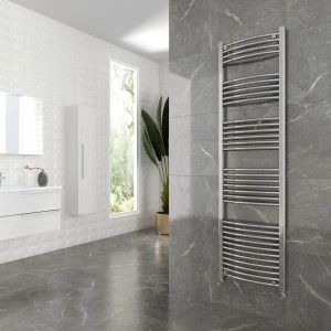 500mm (w)  x 1800mm (h) Curved Chrome Towel Rail