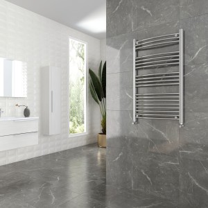 600mm (w)  x 1000mm (h) Curved Chrome Towel Rail