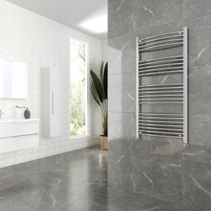 600mm (w)  x 1200mm (h) Curved Chrome Towel Rail