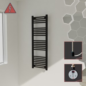 400mm (w) x 1200mm (h) Electric Black Towel Rail