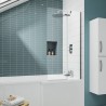 Ella 5mm Square Hinged Bath Screen - Satin Chrome - Insitu