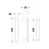 Pacific 145mm Square Shower Handle - Chrome - Technical Drawing