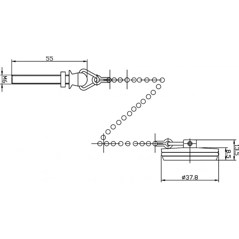 Basin Plug And Chain - Chrome - Technical Drawing