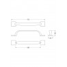 Square Strap Chrome Handle 128mm Centres - Chrome - Technical Drawing