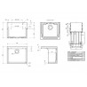 Fireclay Cleaner Sink with Grid 455mm x 362mm x 396mm - Technical Drawing