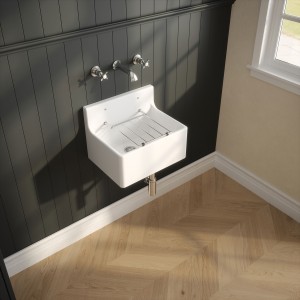 Fireclay Cleaner Sink with Grid 455mm x 362mm x 396mm