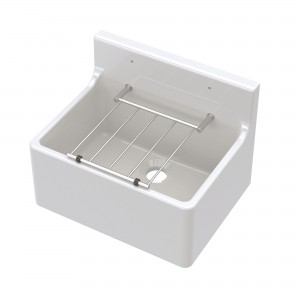 Fireclay Cleaner Sink with Grid 515mm x 382mm x 393mm