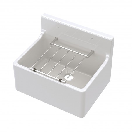 Fireclay Cleaner Sink with Grid 515mm x 382mm x 393mm