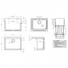 Fireclay Cleaner Sink with Grid 515mm x 382mm x 393mm - Technical Drawing