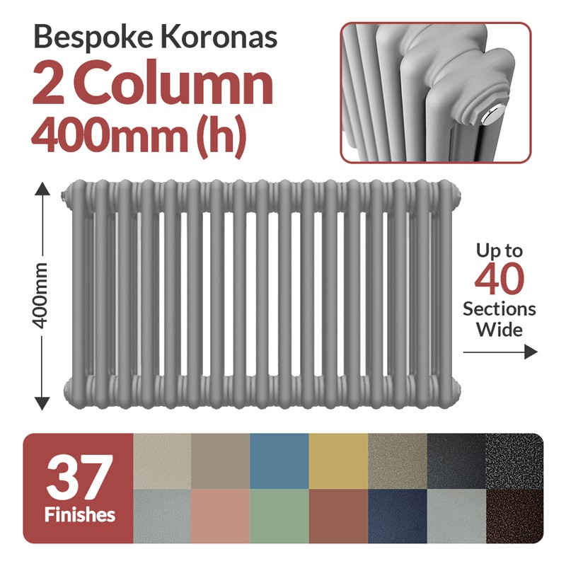 Korona 2 Column - 400mm(H) Horizontal Radiators - Bespoke Finishes