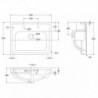 Richmond Semi Recessed Basin 560mm Wide - 1-Tap Hole - Technical Drawing