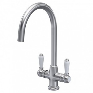 Traditional Mono Lever Handle Cruciform Sink Mixer Tap - Brushed Nickel