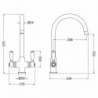 Traditional Mono Lever Handle Cruciform Sink Mixer Tap - Brushed Nickel - Technical Drawing