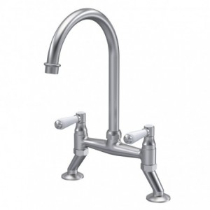 Traditional 2 Tap Hole Bridge Mixer Tap with Lever Handles - Brushed Nickel