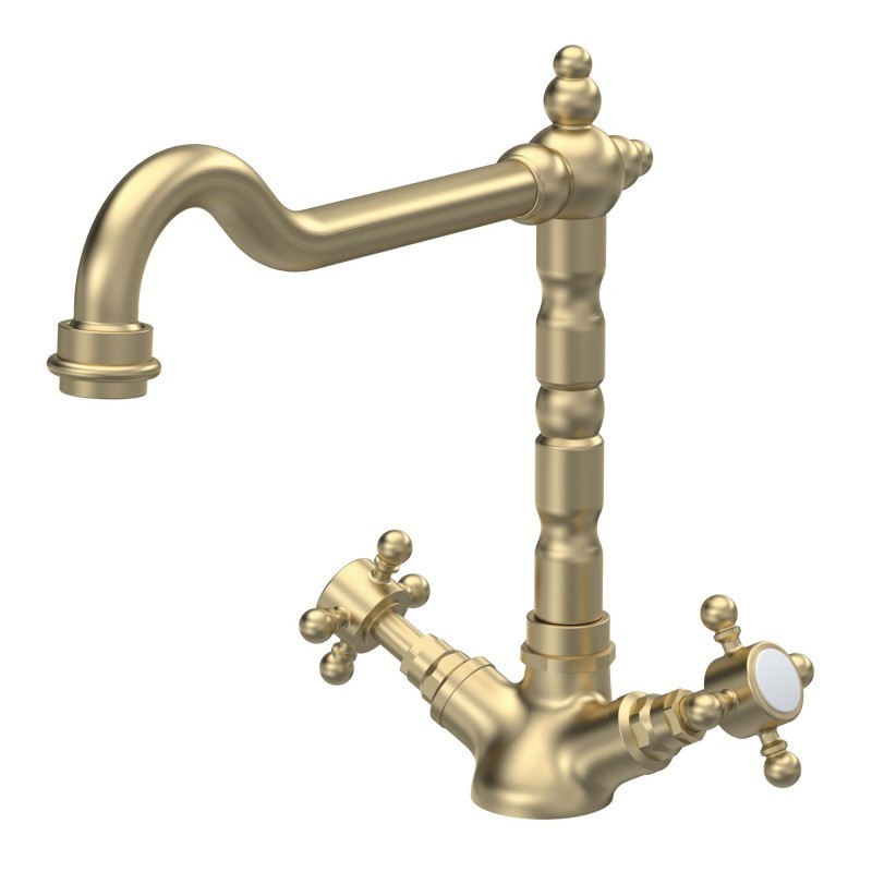 French Classic Mono Sink Mixer Tap Brushed Brass