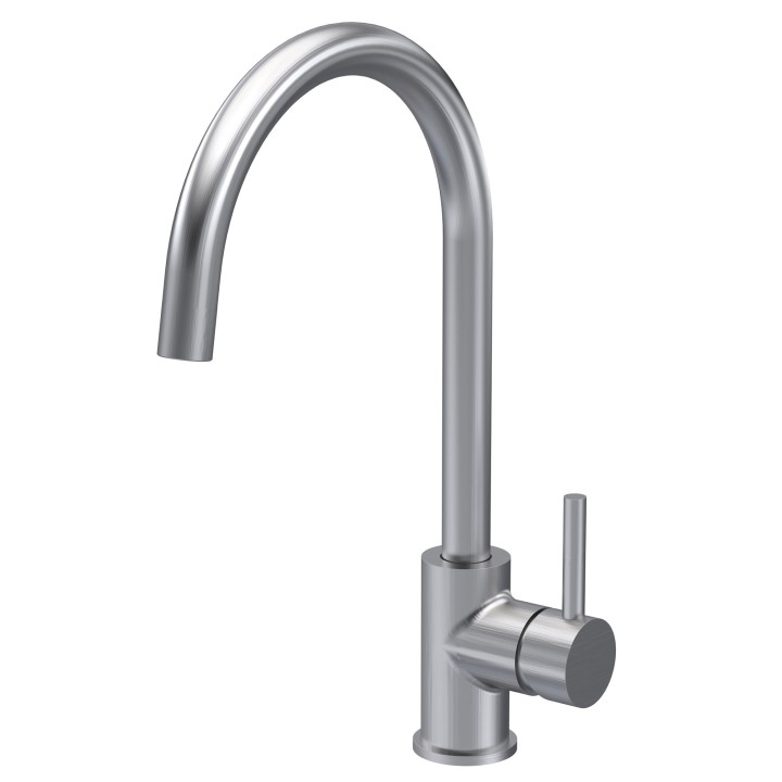 Lachen Mono Basin Single Lever Round Basin Tap - Brushed Nickel
