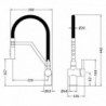 Ravi Mono Basin Single Lever Round Basin Tap & Rinser - Matt Black - Technical Drawing