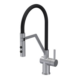 Ravi Mono Basin Single Lever Round Basin Tap & Rinser - Brushed Nickel