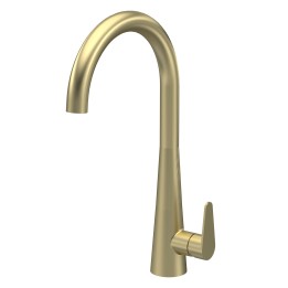 Samir Mono Basin Single Lever Round Basin Tap & Rinser - Brushed Brass