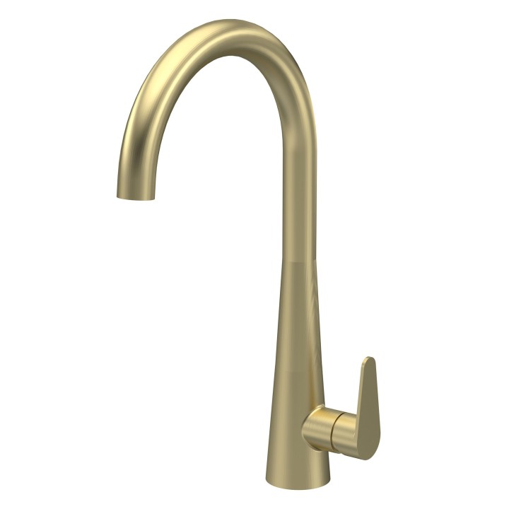 Samir Mono Basin Single Lever Round Basin Tap & Rinser - Brushed Brass