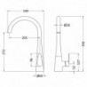 Samir Mono Basin Single Lever Round Basin Tap & Rinser - Brushed Brass - Technical Drawing