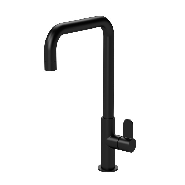 Kosi Mono Basin Single Lever Square Basin Tap & Rinser - Matt Black