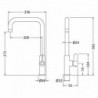 Taps Kosi Mono Basin Single Lever Square Basin Tap & Rinser - Brushed Nickel - Technical Drawing