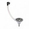 Fireclay Sinks Pull Out Basket Strainer Waste with Overflow, 90mm - Brushed Nickel