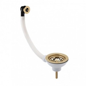 Fireclay Sinks Pull Out Basket Strainer Waste with Overflow, 90mm - Brushed Brass