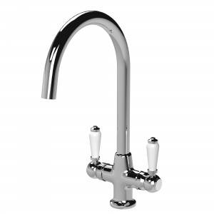 Traditional 1 Tap Hole Mono Sink Mixer Tap with Lever Handles - Chrome