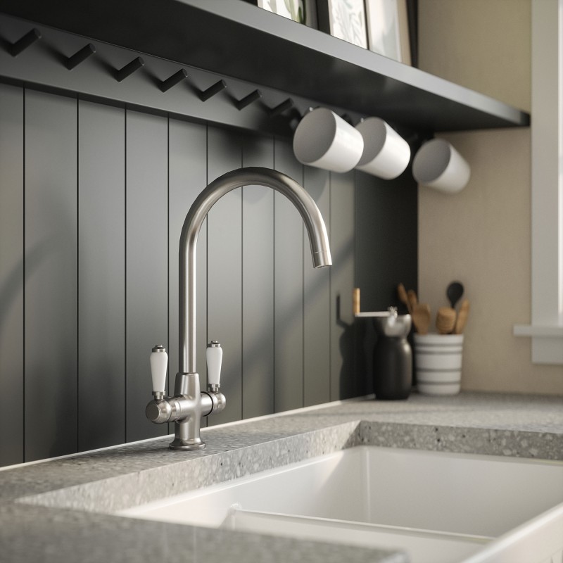 Traditional 1 Tap Hole Mono Sink Mixer Tap with Lever Handles - Chrome - Insitu