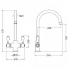 Traditional 1 Tap Hole Mono Sink Mixer Tap with Lever Handles - Chrome - Technical Drawing