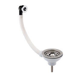Fireclay Sinks Pull Out Basket Strainer Waste with Overflow, 90mm - Chrome