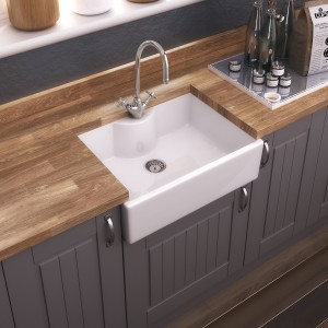 Fireclay Butler Sink with Tap Ledge 595 x 450 x 220mm
