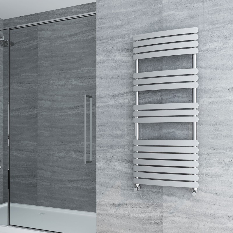 500mm (w) x 1200mm (h) "Castell" Electric Chrome Designer Towel Rail (Single Heat or Thermostatic Option) - Insitu