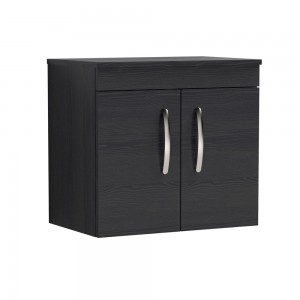 Athena Charcoal Black 600mm (w) x 557mm (h) x 390mm (d) Wall Hung Cabinet & Worktop