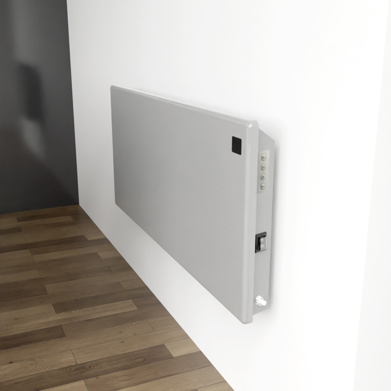 1000W "Nova Live R" Silver Electric Panel Heater - 500mm(w) x 400mm(h) - Insitu