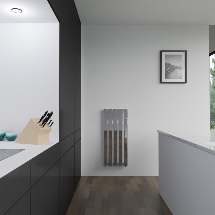 360mm(w) x 850mm(h) Corwen Chrome Electric Flat Panel Vertical Radiator