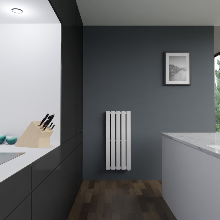 360mm(w) x 850mm(h) White Chrome Electric Flat Panel Vertical Radiator