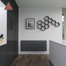 "Corwen" Black Electric Flat Panel Horizontal Radiators (9 Sizes - Single Heat)