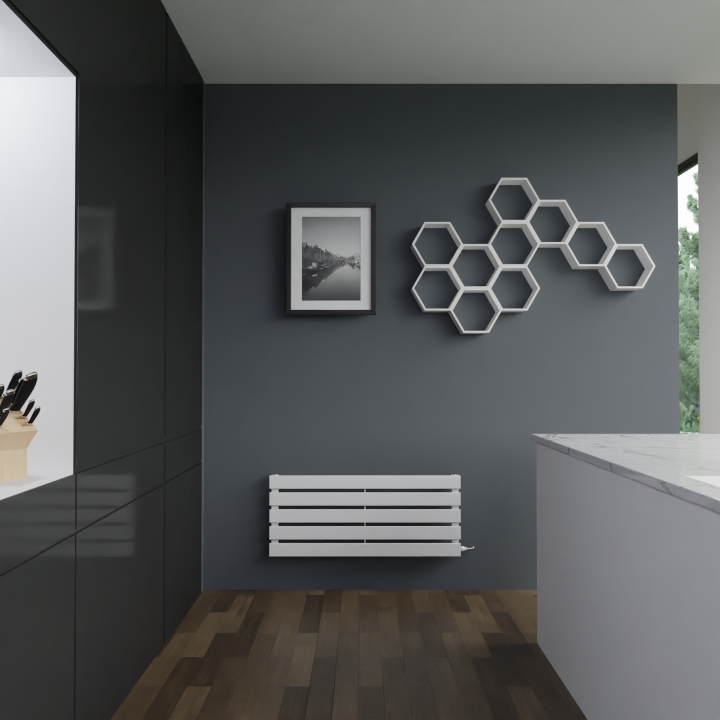 850mm(w) x 360mm(h) Corwen White Electric Flat Panel Horizontal Radiator