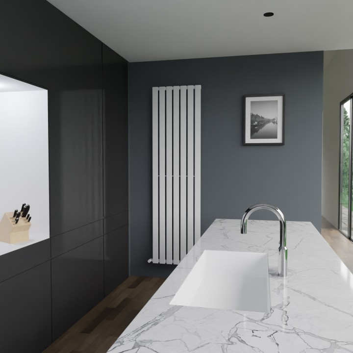 516mm (w) x 1850mm (h) Corwen White Flat Panel Vertical Radiator