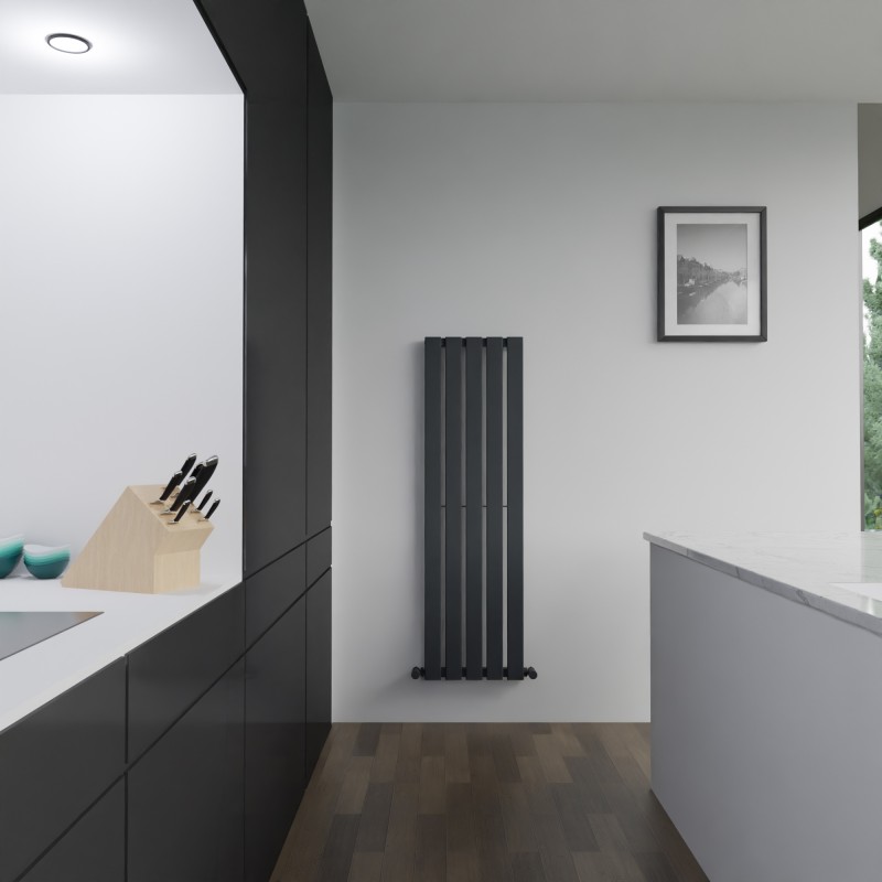 360mm x 1250mm Corwen Black Vertical Radiator