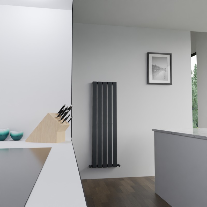 360mm x 1250mm Corwen Black Vertical Radiator