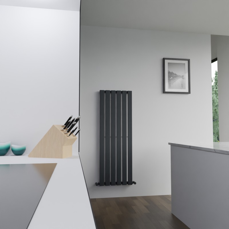 440mm x 1250mm Corwen Black Vertical Radiator