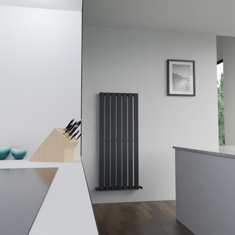 516mm x 1250mm Corwen Black Vertical Radiator